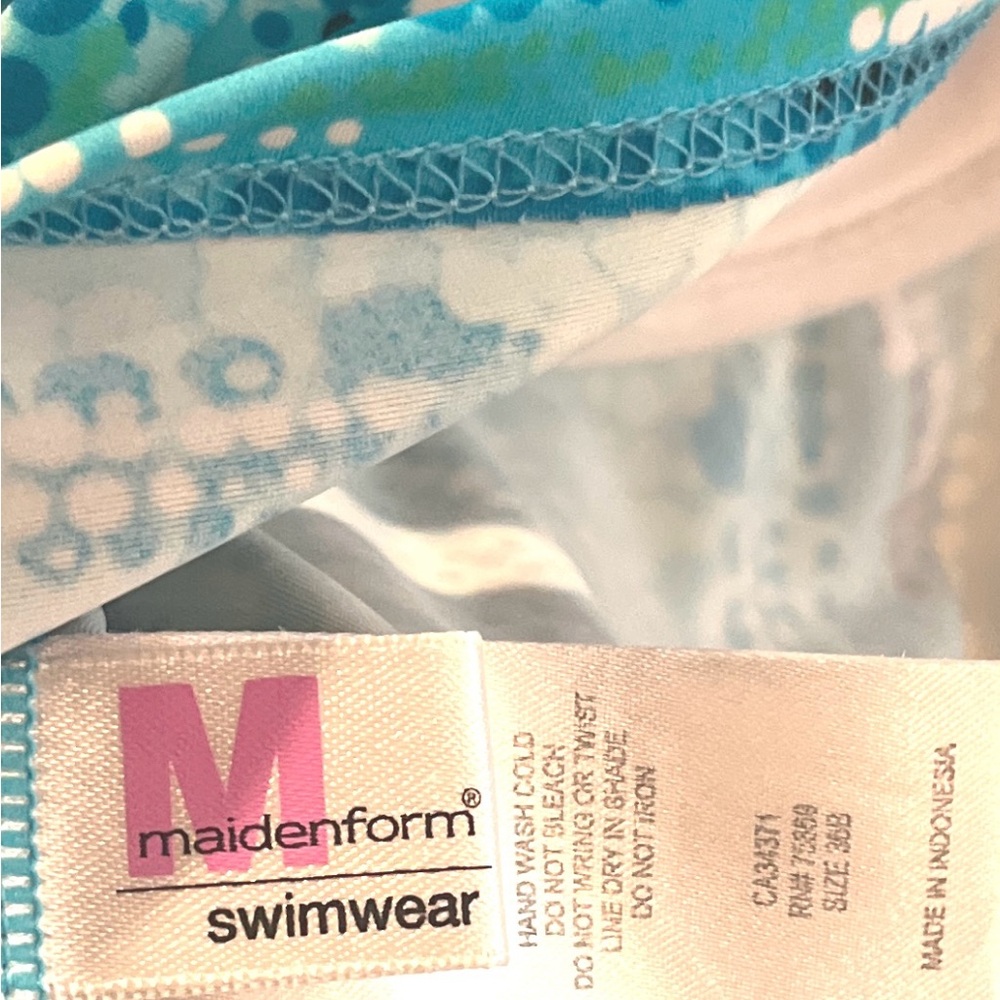 Maidenform Blue and White One-Piece Tankini Top with Custom Lift Padding - Picture 4 of 6